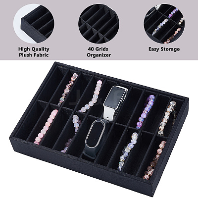 20 Girds Wood Covered with Velvet Bangle Organizer Display Trays BDIS-WH0003-32A-1
