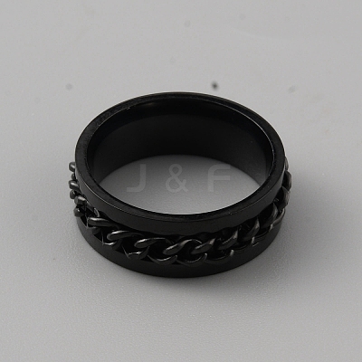 201 Stainless Steel Chain Rotating Finger Ring for Men RJEW-WH0011-12B-1