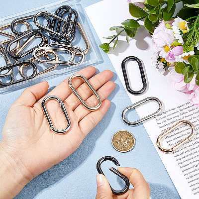 12Pcs 3 Colors Zinc Alloy Spring Gate Rings FIND-HS0001-39-1