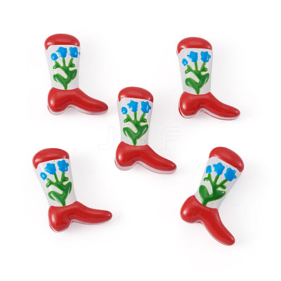 5Pcs Boot Baking Paint Glass Enamel  Beads LAMP-TADJ0001-08G-1
