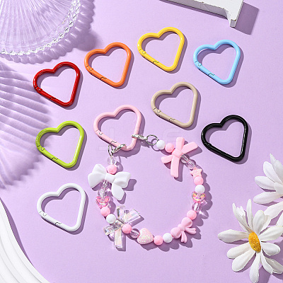18Pcs 9 Colors Baking Paint Alloy Spring Gate Rings FIND-SC0017-36-1
