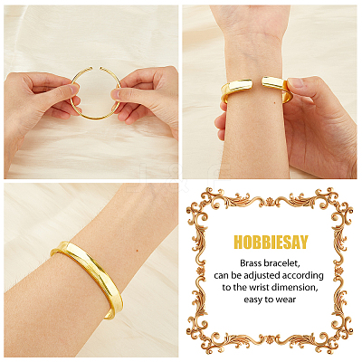 1Pc Brass Cuff Bangles for Men Women BJEW-UN0001-43-1