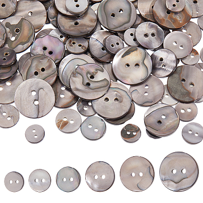 120Pcs 6 Styles Dyed Natural Shell Buttons BUTT-WR0001-42B-1