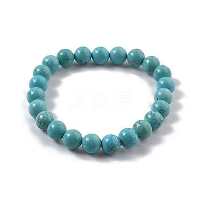 Natural Howlite Bead Stretch Bracelets BJEW-K212-B-011-1