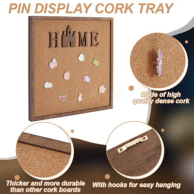 Square Wall Mounted Brooch Jewelry Display Cork Tray AJEW-WH0567-14A-1