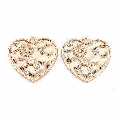 Brass Micro Pave Clear Cubic Zirconia Pendants KK-S364-179-1