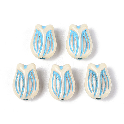 Painted Opaque Acrylic Beads OACR-T029-02T-1