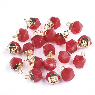 Electroplate Natural White Jade Charms X-G-S344-08G-1