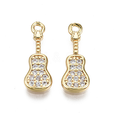 Brass Micro Pave Clear Cubic Zirconia Pendants KK-T056-56G-NF-1