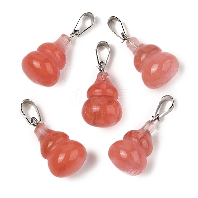 Cherry Quartz Glass Pendants G-B127-03P-16-1