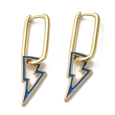 Lightning Bolt Golden Brass Dangle Hoop Earrings EJEW-L268-018G-01-1