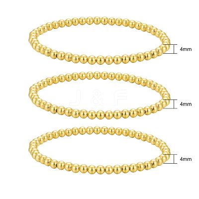 Round Brass Beaded Stretch Bracelets BJEW-JB05983-1
