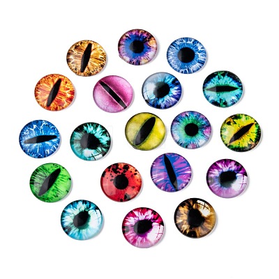 Dragon Eye Half Round/Dome Printed Glass Cabochons GGLA-A002-25mm-AB-1