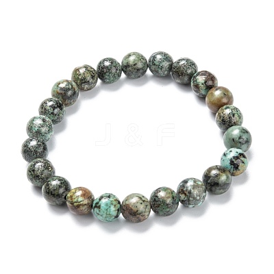 Natural African Turquoise(Jasper) Stretch Beaded Bracelets G-A185-01M-1