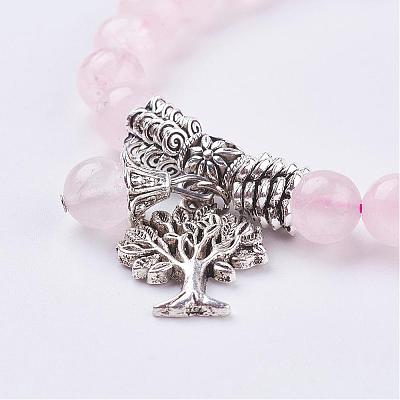 Natural Rose Quartz Stretch Bracelets BJEW-F262-A01-1