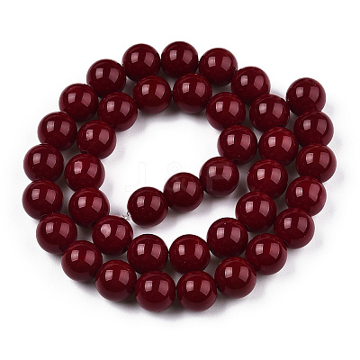 Opaque Solid Color Glass Beads Strands GLAA-T032-P10mm-05-1