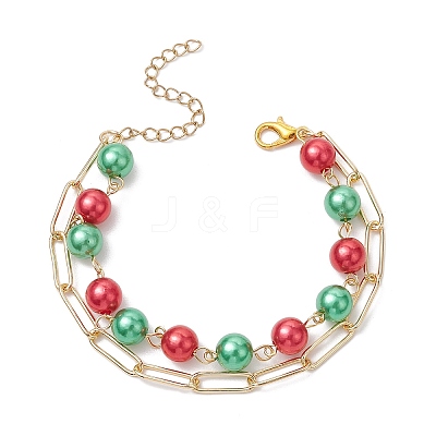 Chrismas Theme Double Layer Multi-strand Bracelets BJEW-JB101004-1