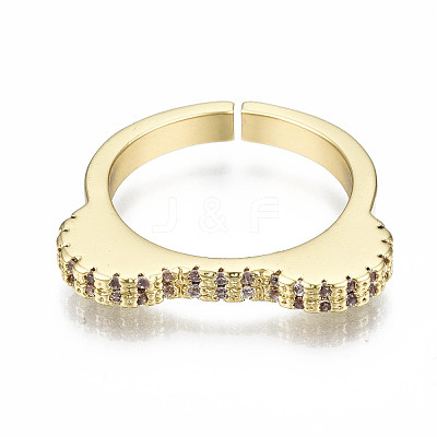 Brass Micro Pave Clear Cubic Zirconia Cuff Rings RJEW-Q161-008-NF-1