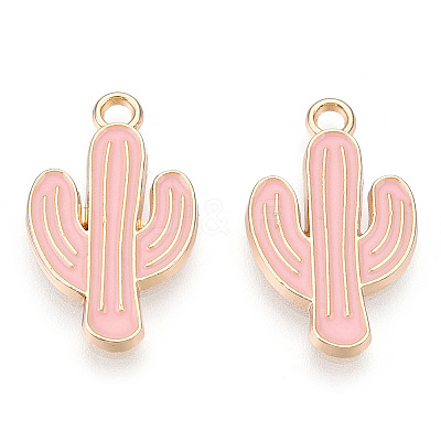 Light Gold Plated Alloy Pendants X-ENAM-T009-12B-1