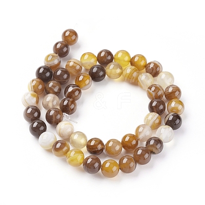 Natural Striped Agate/Banded Agate Beads Strands G-G582-6mm-51-1