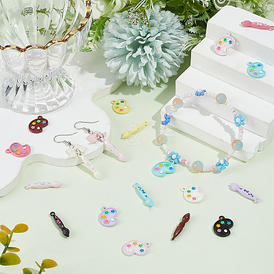 32Pcs 16 Styles Alloy Enamel Pendants FIND-SC0022-91-1