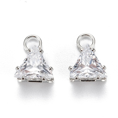 Brass Clear Cubic Zirconia Charms ZIRC-G170-15P-1