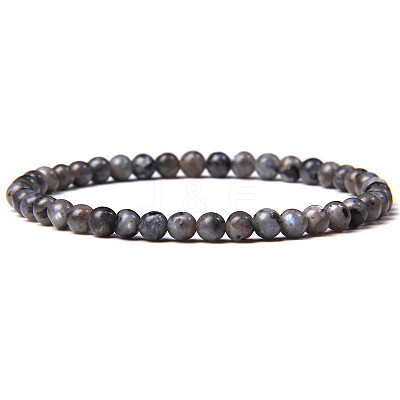 4mm Round Natural Labradorite Beads Bracelet for Men X-KG3069-10-1