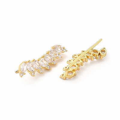 Brass Micro Pave Cubic Zirconia Stud Crawler Earrings EJEW-H091-11G-1