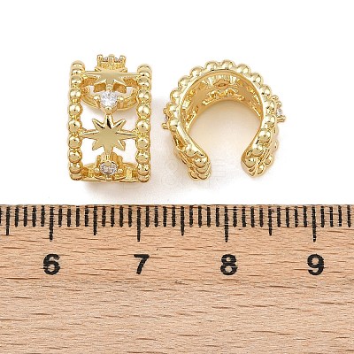 Brass Micro Pave Clear Cubic Zirconia Cuff Rings EJEW-C159-01G-1