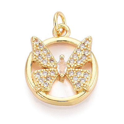 Brass Micro Pave Clear Cubic Zirconia Pendants KK-N268-75G-1