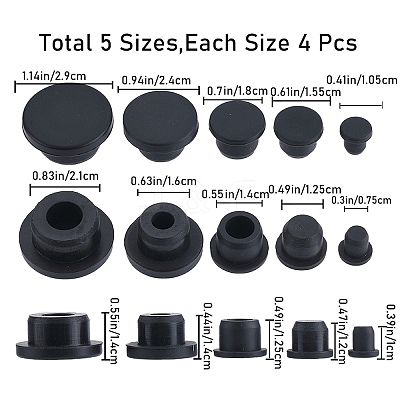 20Pcs 5 Style Silicone Hole Plugs AJEW-GF0008-06A-1-1
