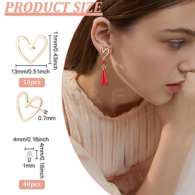 16Pcs Brass Stud Earrings Findings KK-BC0009-36-1