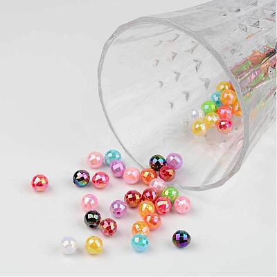 Faceted Colorful Eco-Friendly Poly Styrene Acrylic Round Beads SACR-K001-6mm-M-1