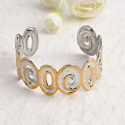 Hammered 304 Stainless Steel Cuff Bangles for Women LS-BJEW-P371-01A-1