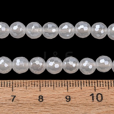 Electroplated Natural Agate Beads Strands G-B191-A07-6mm-20-1