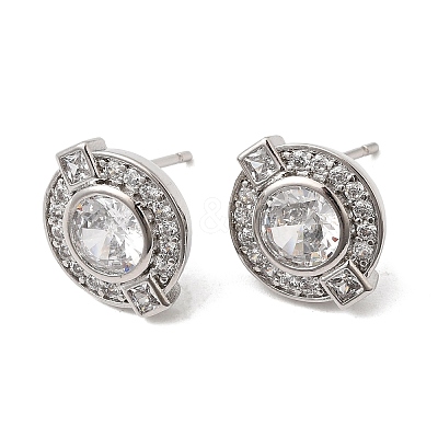 Brass Micro Pave Cubic Zirconia Stud Earrings EJEW-G471-05P-01-1