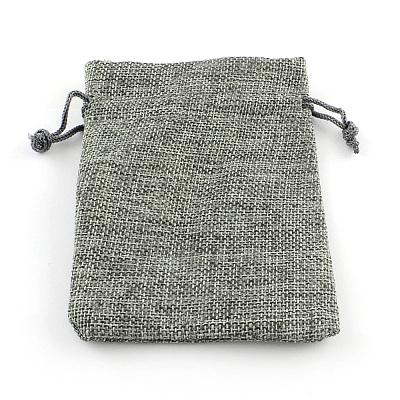 Polyester Imitation Burlap Packing Pouches Drawstring Bags X-ABAG-R005-9x7-04-1