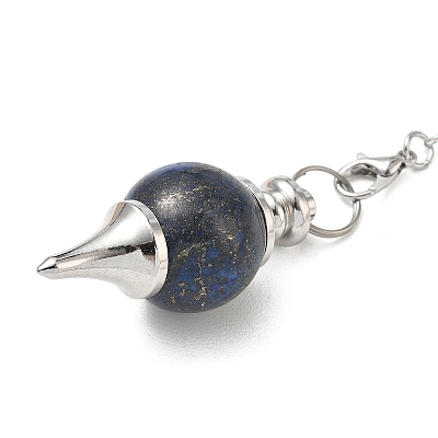 Natural Lapis Lazuli Sphere Dowsing Pendulums BJEW-E292-A03-1