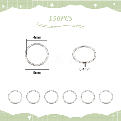 150Pcs 925 Sterling Silver Open Jump Rings STER-UN0001-01-1