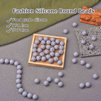 100Pcs Silicone Beads Round Rubber Bead 15MM Loose Spacer Beads for DIY Supplies Jewelry Keychain Making JX458A-1