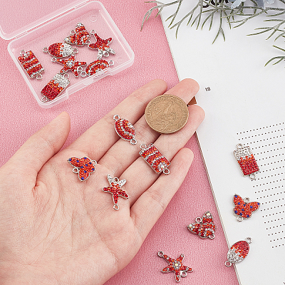 16Pcs 8 Style Rack Plating Alloy Connector Charms FIND-AR0001-64-1