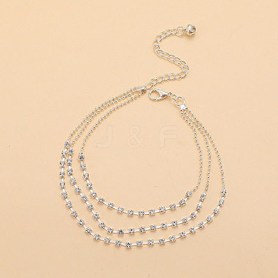 Alloy Rhinestone Cup Chain & Ball Chain Multi-strand Anklets WG18F6C-12-1
