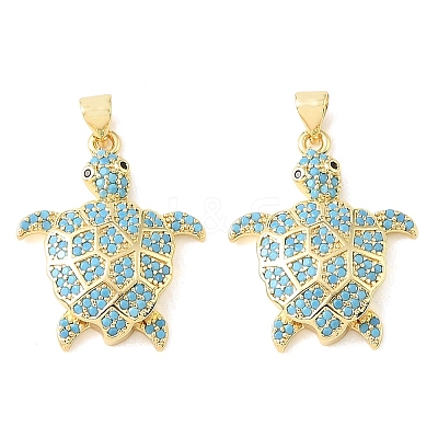 Brass Micro Pave Sky Blue Cubic Zirconia Pendants CU-CBA6938-05G-03-1