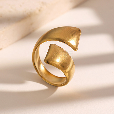 Irregular 304 Stainless Steel Open Cuff Rings WG786FB-02-1