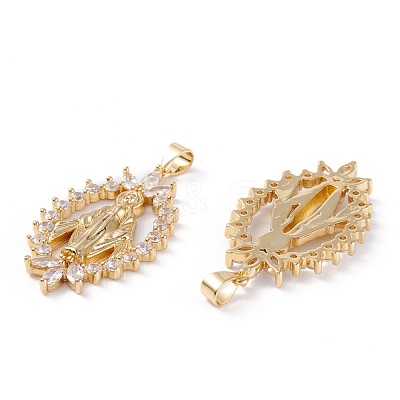 Brass Micro Pave Clear Cubic Zirconia Pendants ZIRC-M116-22G-1