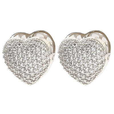 Brass Hoop Earrings with Cubic Zirconia EJEW-D078-02P-1