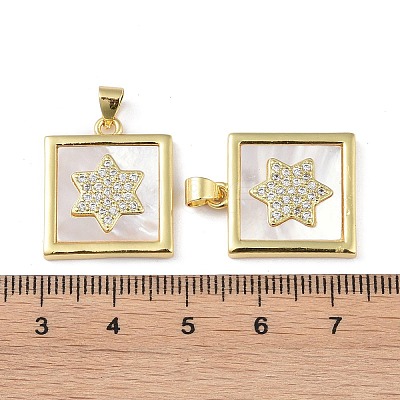 Rack Plating Brass Micro Pave Clear Cubic Zirconia Pendants KK-K341-44G-03-1