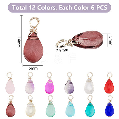 72Pcs 12 Color Transparent Glass Charms FIND-PH0010-97-1