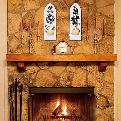 Boho Style Wall Mounted Wood Candle Holder Stand AJEW-WH0378-004-1