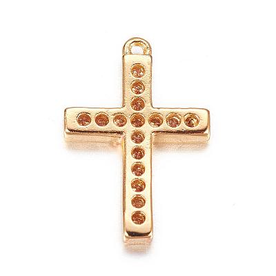Brass Micro Pave Cubic Zirconia Charms ZIRC-P060-04G-1